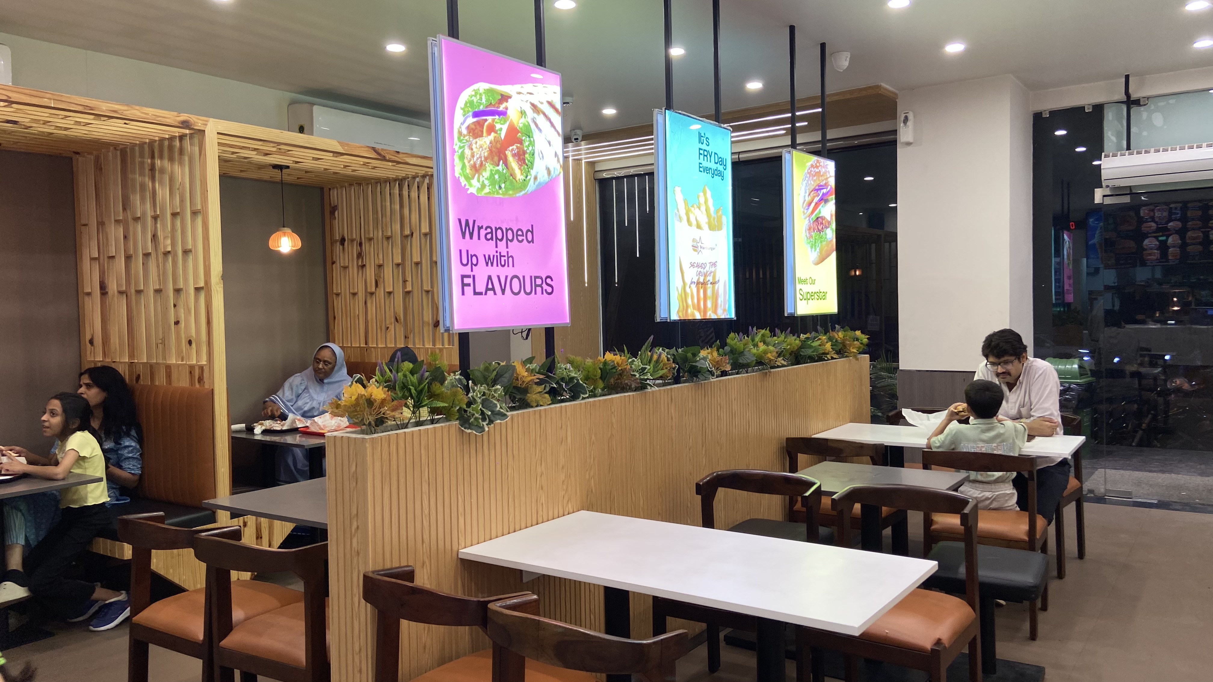 The counter at Star Burger, Amanaka