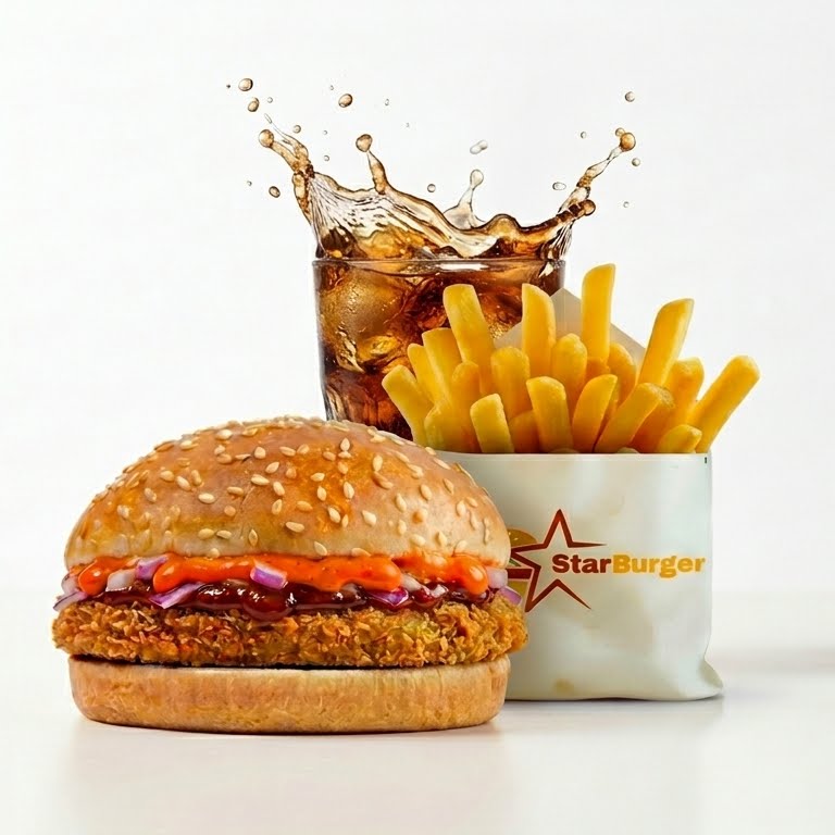 Teekha Tadka chicken burger meal